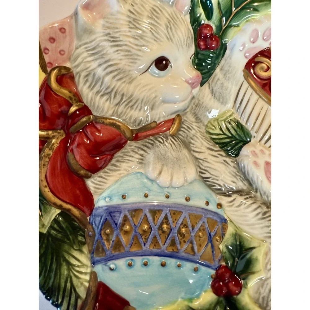 FITZ‎ AND FLOYD KRISTMAS KITTY CANAPE PLATE 2003 CHRISTMAS WALL HANGING DECOR